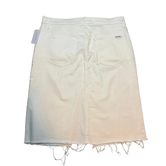 Joe’s Jeans White Denim Midi Skirt High Waist Raw Hem Slit NWT 31 - Picture 7 of 10